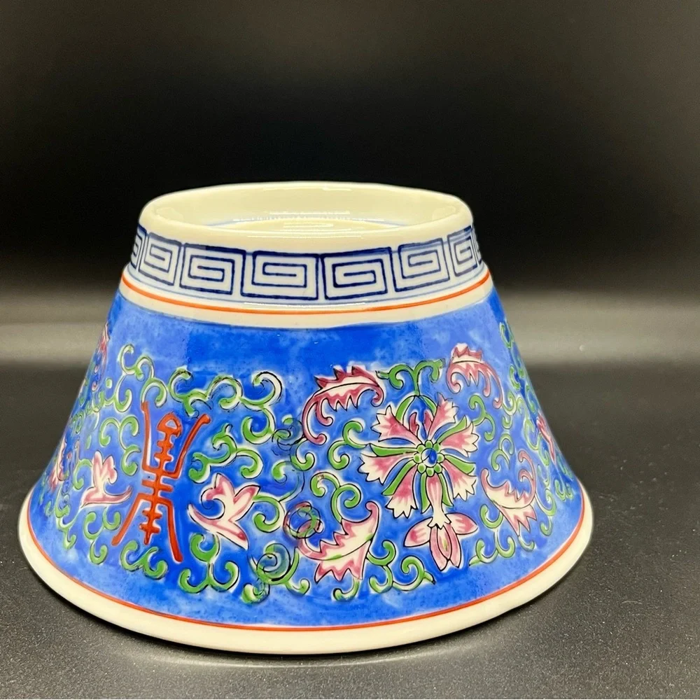 Beautiful Vintage Blue and Pink Japanese Bowl by Wony LTD Chinoiserie